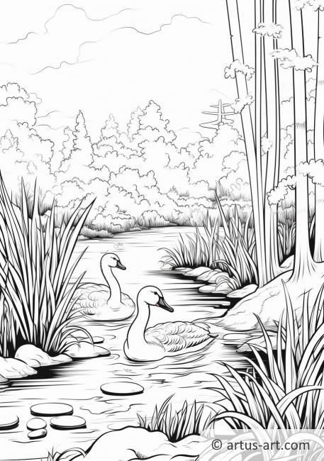Página para colorir de vida selvagem no pântano